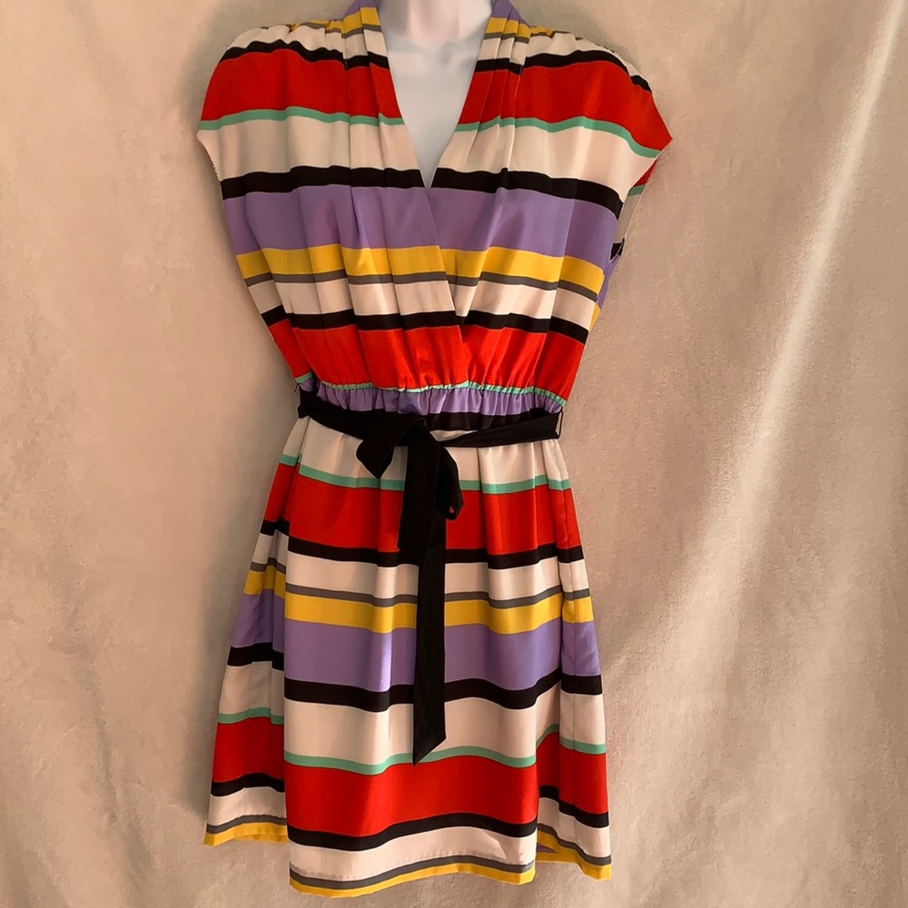 Kensie striped shirt sleeve dress size Small